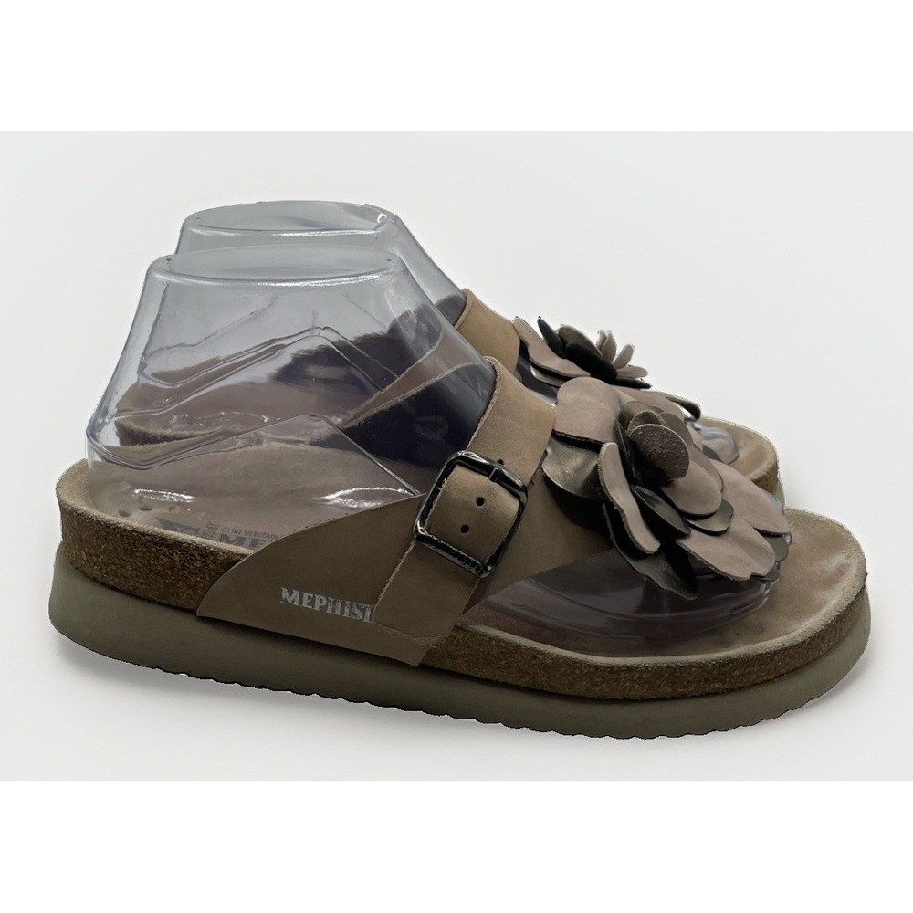 Mephisto Helen Flower Women Brown Leather Air Relax Comfort Cork Sandal Size 37